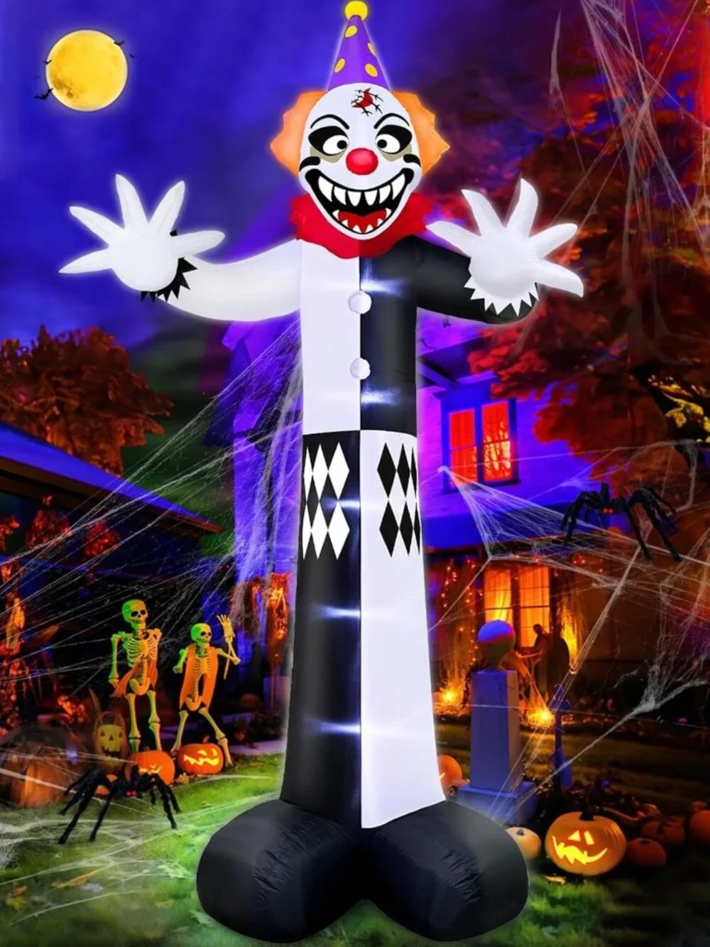 14 Ft Super Tall Halloween Inflatable Clown Decoration - Spooky Outdoor Decor